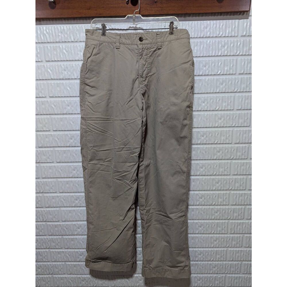 Eddie Bauer Men's Tan Flannel Lined Straight-Leg Pants Size 33 X 34